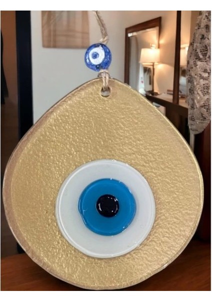 Mavi Nazar Boncuklu Gold Renk Nazar Boncuklu Damla Desen El Yapımı Duvar Süsü fırsatları