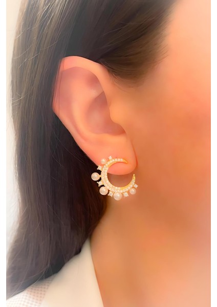 Çelik Küpe Incili Hilal Küpe fiyatları