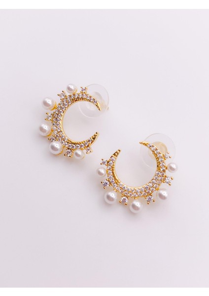 Çelik Küpe Incili Hilal Küpe fırsatları