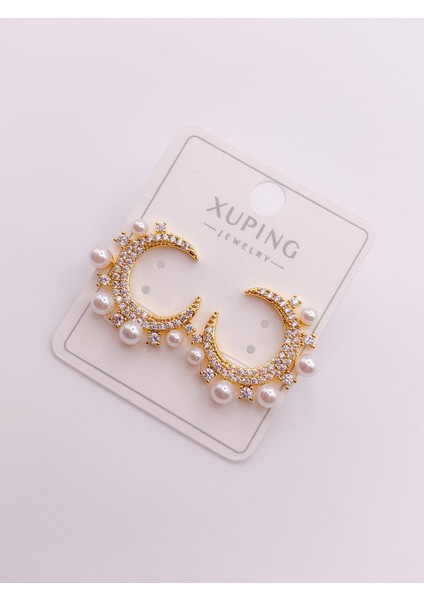 Çelik Küpe Incili Hilal Küpe indirimleri