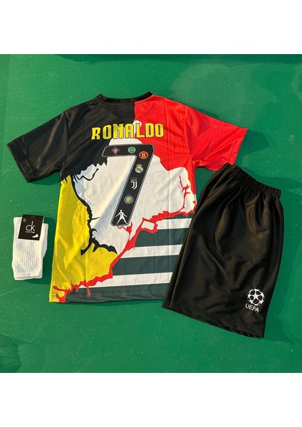 Özel Tasarım Ronaldo Tüm Takımların Ortak Tasarlanmış Futbol Çocuk Forması 3'lü Set