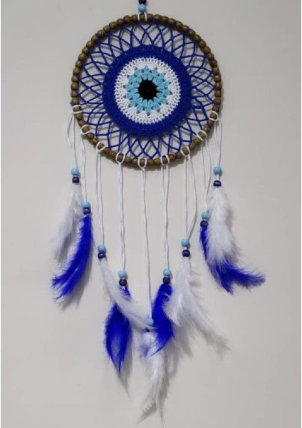 Nazar Boncuğu Desenli Kuş Tüylü El Yapımı Düş Kapanı Duvar Süsü modelleri