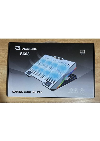 Givecool S608 8 Fan Rgb Laptop Soğutucu Standı 12-17' Inc Uyumlu Ayarlanabilir Yükseklik, Çift USB Port, Rgb Aydınlatma