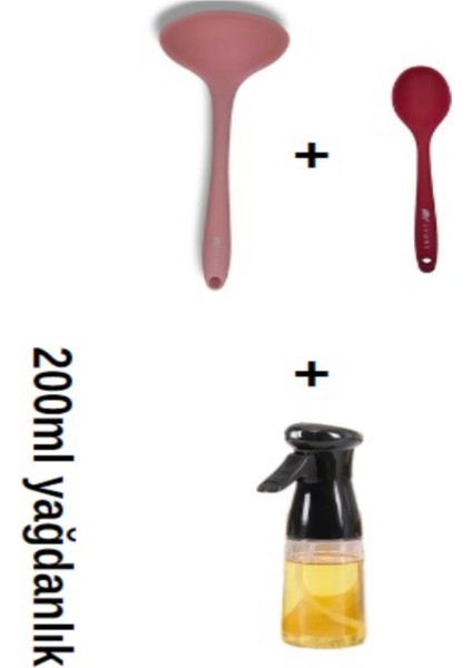 2'lü Silikon Kaliteli Kaşık (27.5cm ve 20CM) ve Yağdanlık SETI(220ML)
