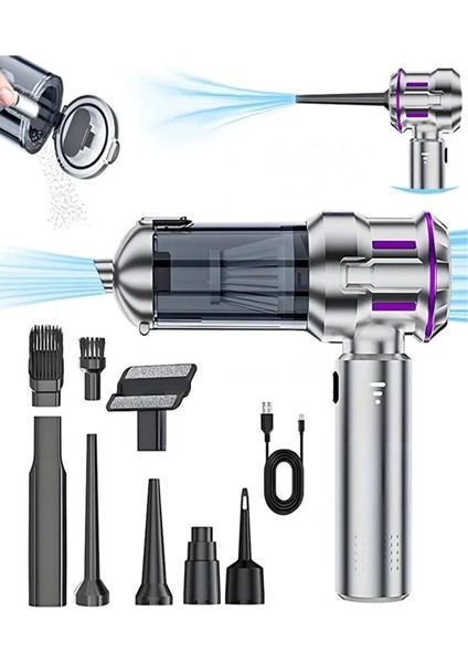 20000PA Güçlü Portatif Vakumlu Kablosuz Üflemeli Mini Araç Süpürgesi