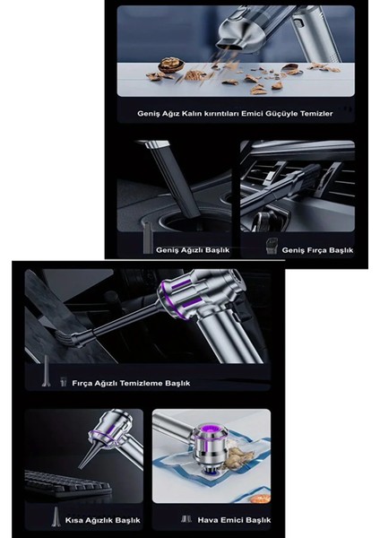 20000PA Güçlü Portatif Vakumlu Kablosuz Üflemeli Mini Araç Süpürgesi modelleri