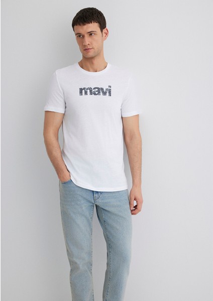 Mavi Logo Baskılı Beyaz Tişört 0611039-620