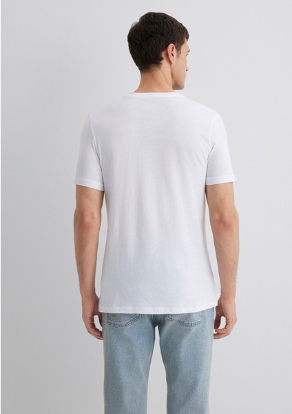 Mavi Logo Baskılı Beyaz Tişört 0611039-620