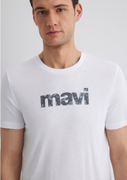 Mavi Logo Baskılı Beyaz Tişört 0611039-620