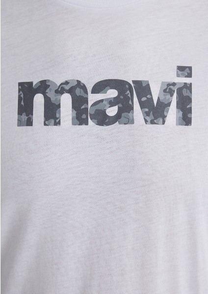 Mavi Logo Baskılı Beyaz Tişört 0611039-620