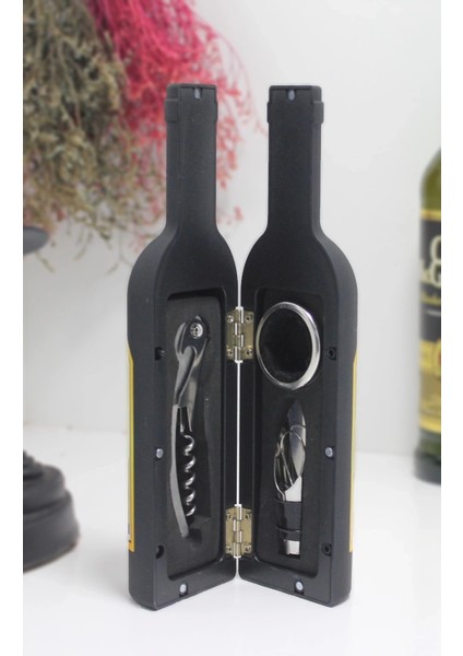 Şişe Tirbuşon Seti Küçük Siyah ALK2630 ( Lisinya )