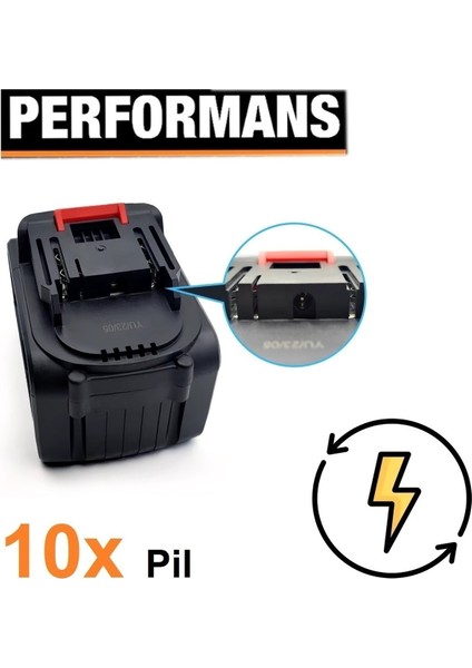 Power Black Şarjlı Matkap, Kırıcı, Taşlama, Ispiral, Budama, Testere, Somun Sıkma Bataryası 10 Pili