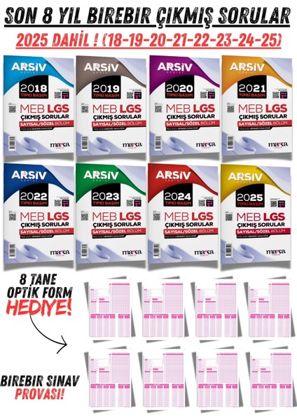 Lgs 8. Sınıf Son 8 Yıl Tıpkı Basım Çıkmış Sorular Deneme Video Çözümlü + Optik Seti