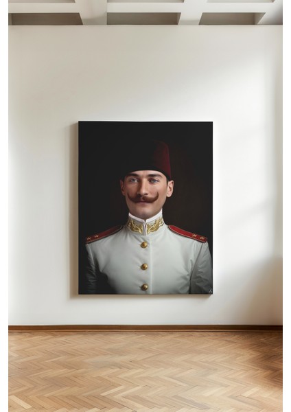 Askeri Deha - Kanvas Tablo - Koyu Fon Üzerinde Atatürk Retro Portresi