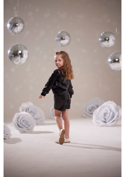 Kız Çocuk Pul Payet Ceket-Şort Takım modelleri