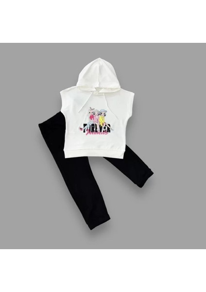3-4-5 Yaş Forever Cici Kızlar Baskılı Kapşonlu 2li Kız Çocuk Takımı Siyah fiyatları