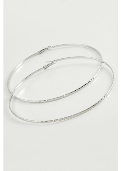 Zincir Çizgili Metal Halka Küpe 8-9-10 cm modelleri