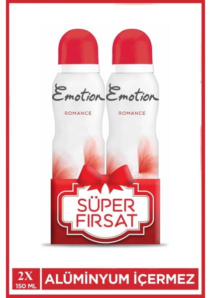 2 Adet Emotion Romance Kadın Vegan Deodorant 150 ml Hızlı Kurur, Leke Bırakmaz