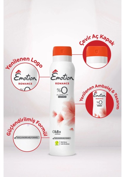 2 Adet Emotion Romance Kadın Vegan Deodorant 150 ml Hızlı Kurur, Leke Bırakmaz modelleri