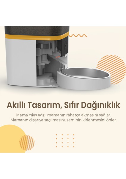 QQ009 Gece Görüşlü 1080P Fhd Kameralı, Akıllı Kedi Köpek Otomatik Mama Kabı, Tuya App-Wifi Uzaktan Kontrol, Sesle Çağırma, 2.4ghz-5ghz, 6lt Hazne, Metal Kase fırsatları