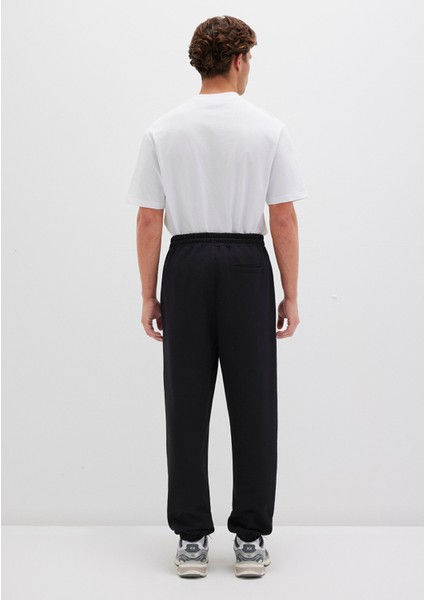 MVJNS Logo Baskılı Siyah Eşofman Altı Erkek Pamuk Polyester Lastikli Paça 0010175-900