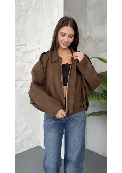 Premium Oversize Süet Bomber Ceket modelleri