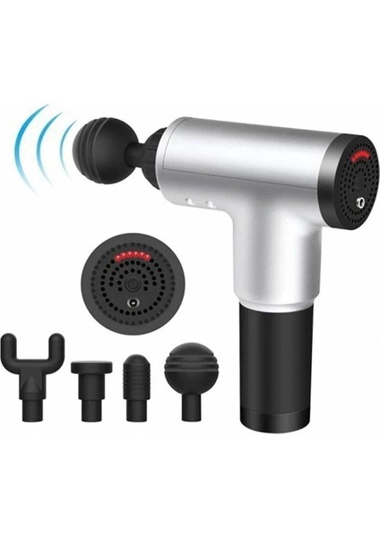 Buğz Masaj Aleti Kademeli 2000MAH Batarya Derin Doku Kas Masaj Tabancası 4 Başlıklı F320