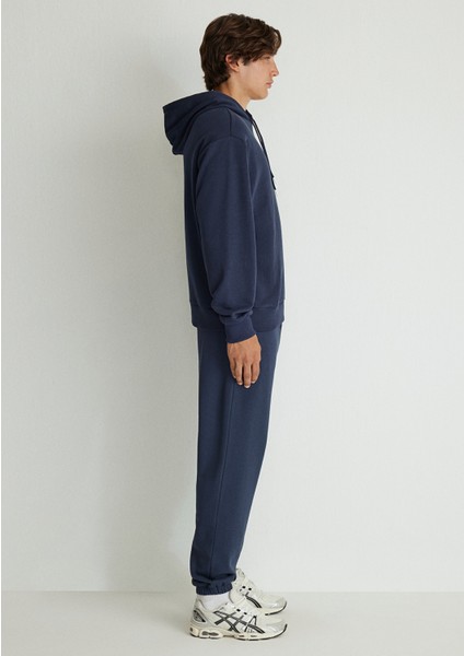 MVJNS Logo Baskılı Kapüşonlu Lacivert Sweatshirt 0611786-70490