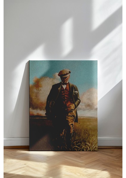 Büyük Önder Atatürk'ün Kasketli Yürüyüşü - Kanvas Tablo - Vintage Sanat Duvar Dekoru fiyatları