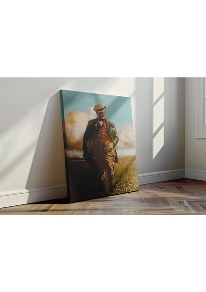 Büyük Önder Atatürk'ün Kasketli Yürüyüşü - Kanvas Tablo - Vintage Sanat Duvar Dekoru fırsatları