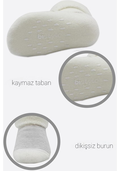Bistyle 2'li Havlu Soket Kaymaz Çorap 10504 Gri Ekru indirimleri