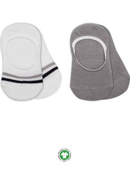 Bistyle 2'li Penye Babet Silikon Çemberli Çorap 30102 Gri Beyaz