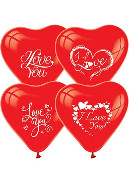 I Love You Baskılı Kalp Balon Adet Seçenekli fırsatları