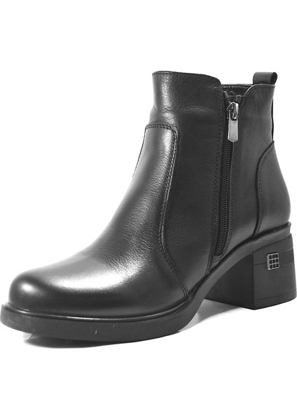 25.2700 Hakiki Deri Siyah Kalın Topuklu Kadın Bot