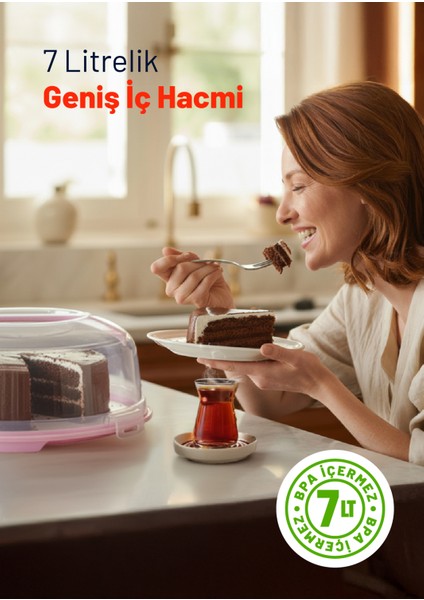Kilitli Kapaklı Pasta Kek Börek Taşıma ve Saklama Kabı – Büyük Boy 34 Cm, 7 Lt Kek Fanusu, Bpa Içermez fiyatları