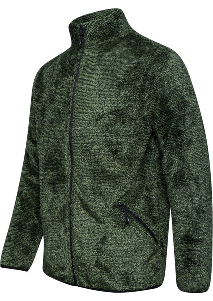 Siena Erkek Tam Fermuarlı Çizgili Polar Yeşil