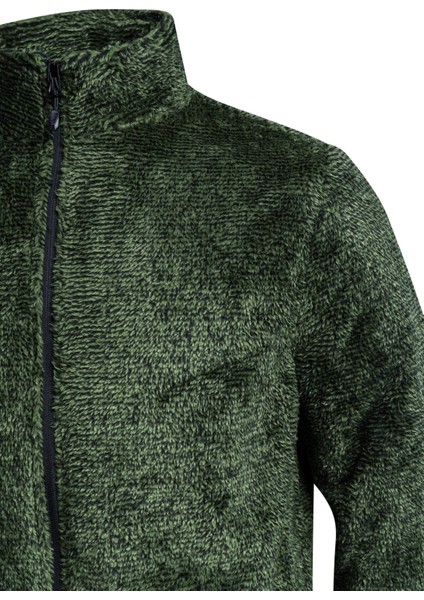 Siena Erkek Tam Fermuarlı Çizgili Polar Yeşil