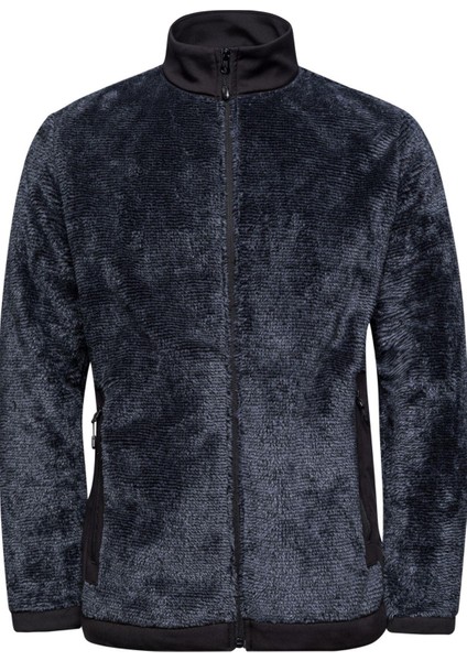 San Diago Erkek Tam Fermuarlı Çizgili Polar Siyah