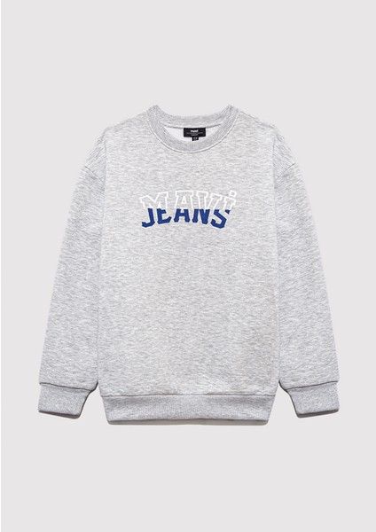 Mavi Logo Baskılı Gri Sweatshirt 6S10031-85438
