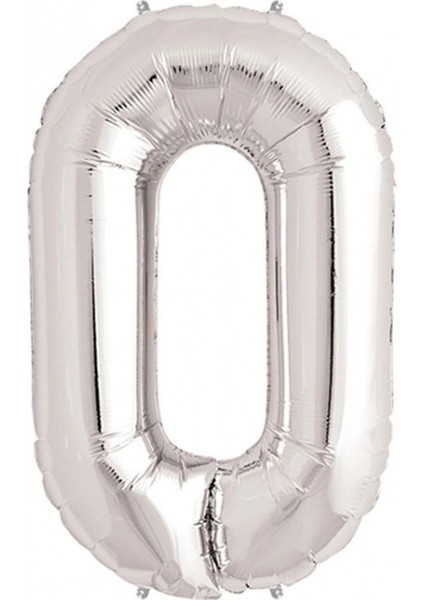 0 Rakam Folyo Balon Gümüş 40 Inç