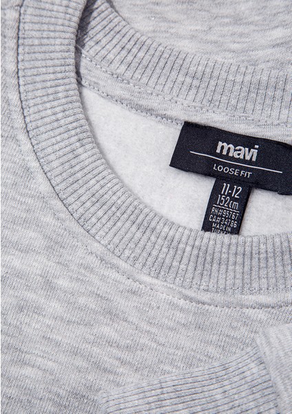 Mavi Logo Baskılı Gri Sweatshirt 6S10031-85438