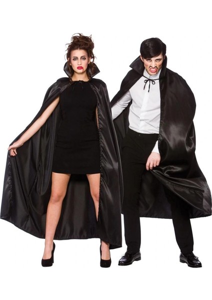 Siyah Renk Yakalı Halloween Pelerini 120 cm