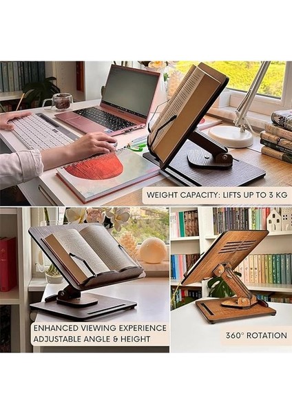 - Dykos Yükseklik Ayarlanabilir Katlanabilir 360º Dönebilen Kitap Okuma ve Laptop Standı