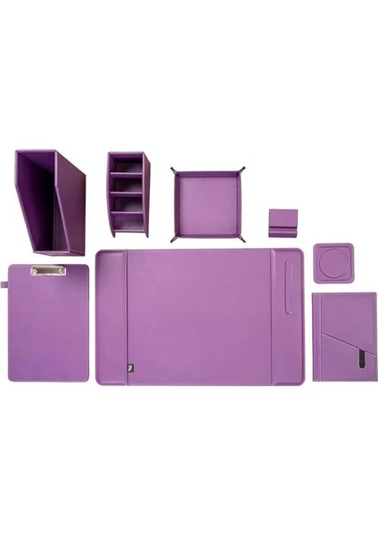 Sümen Takımı Masaüstü Suni Deri Hediyelik Set 8 Parça Lila fiyatları