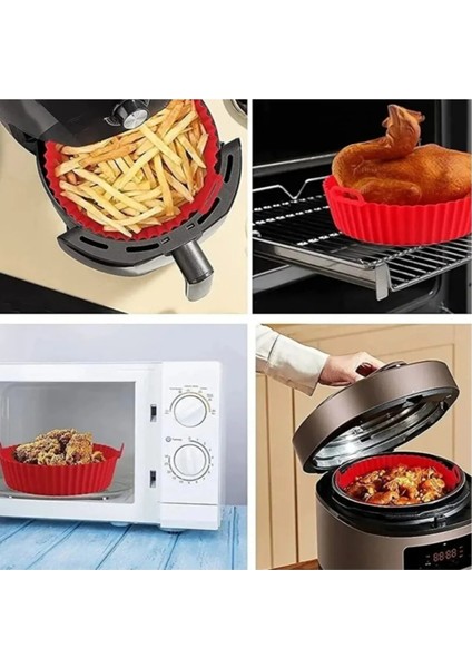 2'li Yuvarlak Airfrey Kabı ve Silikon Isıy Dayanıklı Kaşık 20CM modelleri