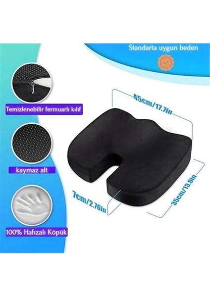 Ortopedik Visco Oturma Minderi – Coccyx Destekli Hemoroid ve Basur Yastığı | Elastik Oturma