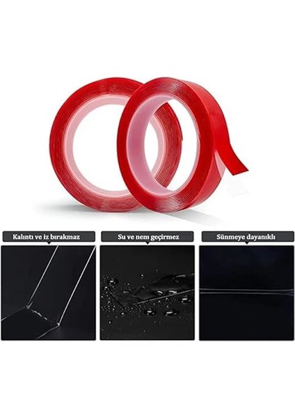 Çift Taraflı Bant Şeffaf Silikonlu Su Geçirmez Akrilik Montaj Bandı (5 mt x 10 Mm) fiyatları