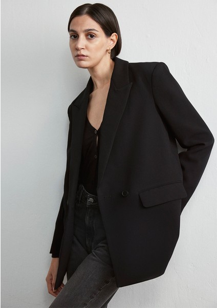 Siyah Kruvaze Blazer 1110519-900