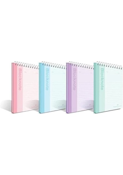 Faber-Castell Bloknot, A4, 80 Yaprak, Çizgili, Karton Kapak, Spiral Cilt, 70G Kağıt, Canlı Renkler