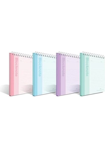 Faber-Castell Bloknot, A4, 80 Yaprak, Çizgili, Karton Kapak, Spiral Cilt, 70G Kağıt, Canlı Renkler